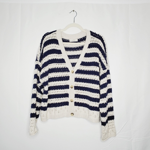 Lucky Brand Striped Slouchy Knit Cardigan XXL Long Sleeve Button Front Sweater - Picture 10 of 13
